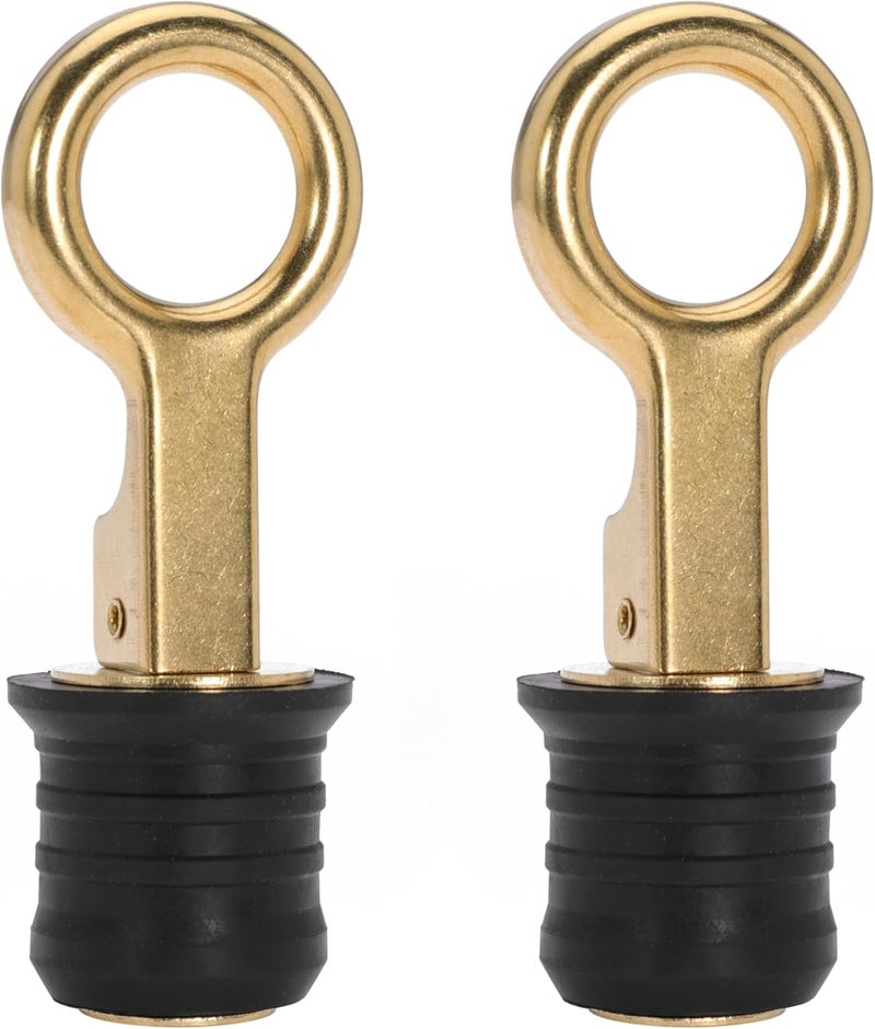 Ciweisah Boat Drain Plug - O-Handle Snap Plug, Brass/Stainless Steel, Rubber - Image 1